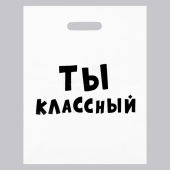 Пакет ПЭ, 31х40 см, 60 мкм, с вырубной ручкой, "Ты классный" 5752022