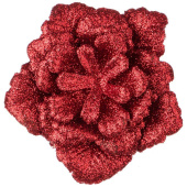 Цветок Н.Г 8см РОЗА" НА КЛИПСЕ. КРАСНЫЙ 241-2496