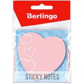 Самоклеящийся блок Berlingo фигурный  "Сердце", 70*70мм, 50л, малиновый неон, европодвес LSz_76033