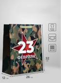 Пакет подарочный ламинированный глянцевый, 26х33х14 см, "Защита" 10688577 
