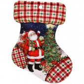 Подставка под горячее "Носок" 18*24см Дед Мороз у ёлки
