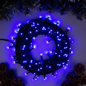 Гирлянда эл. нить 20 м, 200 LED, IP20, синий, черный провод 3556814 