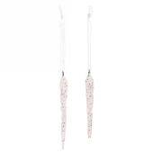Подвеска 2шт "Снежные сосульки" 10/12 см белый блеск