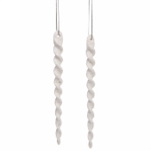 Набор подвесок в блестках "Ледяные сосульки" 10 см 2шт белый
