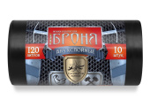 Мешок ПВД д/мусора, 70x110 см (120 л), 60 мкм, 10 шт, рулон "Броня", черный, ППК