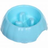 Миска пластиковая для медленного кормления "Зиг-Заг" цвет голубой