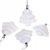 Набор игрушек елочных пластик 4 шт, 7 см, "Елочка", белый блеск, пакет 916-0008