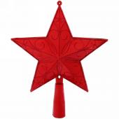 Звезда на ёлку "Узор" 16 см красный