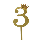 Топпер цифра 3 Корона GOLD 18см