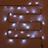 Гирлянда эл. д/улицы нить 7 м, 80 LED, IP54, белый холодный, черный провод 183-232