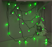 Гирлянда эл. нить 5 м, 30 LED, IP20, "Шарики", зеленый, черный провод 3590710