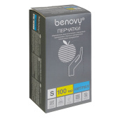 Перчатки нитрил, неопудренные, нестерильные, голубые, р-р S, "Benovy", 100 пар/кор