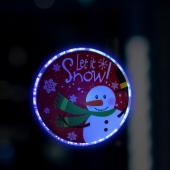 Игрушка световая "Снеговик на красном фоне" 12 см МУЛЬТИ 7706023