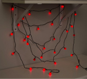 Гирлянда эл. нить 5 м, 30 LED, IP20, "Шарики", красный, черный провод 3590711