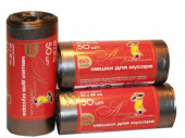 Мешок ПВД д/мусора, 60x80 см (60 л), 50 шт, рулон "Amigo", черный