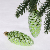 Набор игрушек елочных пластик 2 шт, 9 см, "Шишки", салатовый 916-0346