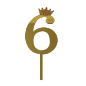 Топпер цифра 6 Корона GOLD 18см