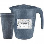 Набор для напитков Stone (Кувшин+3 стакана) темный камень