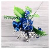 Декор "Зимняя сказка" подарок колокольчик шишка 15 см, серебристо-синий 4301765