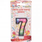 Свеча для торта Цифра "7" Салют 6 см