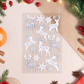 Набор наклеек самоклеящ. пленка, 14х25 см, "Новогодние олени", белый 7006973