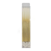 Свечи для торта 15см Металлик White & Gold с держателями 12шт