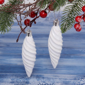 Набор игрушек елочных пластик 2 шт, 10 см, "Сосульки", белый