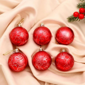 Набор шаров елочных пластик 6 шт, d 5 см, красный, "Элеонор" 6536805