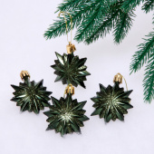 Набор игрушек елочных пластик 4 шт, 6 см, "Звезда остроконечная", изумруд 916-0170