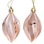 Набор игрушек елочных пластик 2 шт, 8 см, шампань, "Капля" 916-901