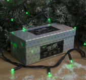 Гирлянда эл. д/улицы нить 10 м, 100 LED, IP65, зеленый, черный провод 3584107 фиксинг