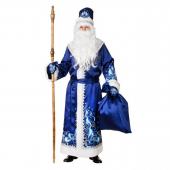 Карнавальный костюм "Дед Мороз сатин синий", шуба, шапка, варежки, шапка, р.54-56 4454527