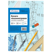 Бумага масштабно-координатная А4 10л. OfficeSpace  голубая, в папке 10БМг4п_9707