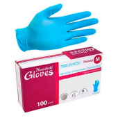 Перчатки нитрил, неопудренные, нестерильные, голубые, р-р L, "Household Gloves", 50 пар/кор