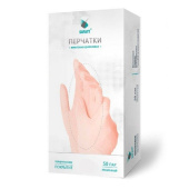 Перчатки винил, неопудренные, нестерильные, прозрачные, р-р М, "Saf&Ty", 50 пар/кор