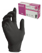 Перчатки нитрил, неопудренные, нестерильные, черные, р-р L, "Household Gloves", 50 пар/кор