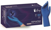 Перчатки латекс, особопрочные, без х/б напыл-я, синие, р-р L, Libry High Risk, 25 пар/кор