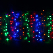 Гирлянда эл. д/улицы занавес 2х6 м, мультицвет, 960 LED, IP 54, прозрачный провод 183-021