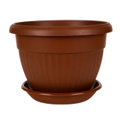Горшок д/цветов пластик с поддоном, 1,6 л, "Флора", терракот Горшок д/цветов пластик с поддоном, 1,6 л, "Флора", терракот