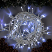 Гирлянда эл. д/улицы нить 10 м, 100 LED, IP65, белый/мерцание, белый провод 3584123 фиксинг 