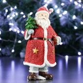 Фигура "Дед Мороз с елкой и подарком" в красном 11х10х21см 4488535