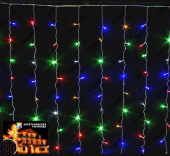 Гирлянда эл. д/улицы занавес 2х2 м, мультицвет, 800 LED, IP 44, белый провод 71031