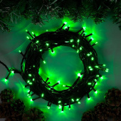 Гирлянда эл. д/улицы нить 10 м, 100 LED, IP44, зеленый, черный провод 671658