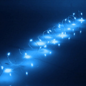 Гирлянда на батарейках 3 м, 30 LED, IP20, синий, прозрачный провод, 183-0200