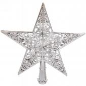 Звезда на ёлку 20 см "Зимний узор" серебро