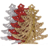 Набор подвесок пластик 3 шт, 8,5 см, в блестках, "Елочка блестящая" золото/серебро/красный 1004_147 Набор подвесок пластик 3 шт, 8,5 см, в блестках, "Елочка блестящая" золото/серебро/красный 1004_147