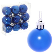 Набор шаров елочных пластик 9 шт, d 3 см, синий, "Глянец" 183-825