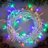 Гирлянда эл. нить 10 м, мультицвет, 100 LED, IP20, белый провод 129-0183556795