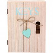 Ключница 24*18*5см "Keys" с голубым сердечком, деревянная