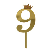 Топпер цифра 9 Корона GOLD 18см